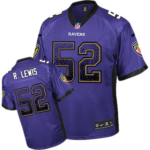 Men's Elite Ray Lewis Nike Jersey Purple - #52 Drift Fashion NFL Baltimore Ravens